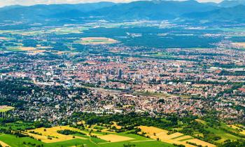 Vue aérienne de la ville de Mulhouse