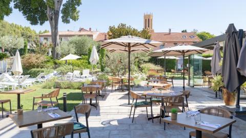 La terrasse du restaurant d'Aquabella est orientée plein sud. 