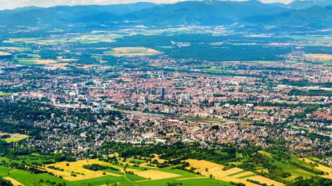 Vue aérienne de la ville de Mulhouse